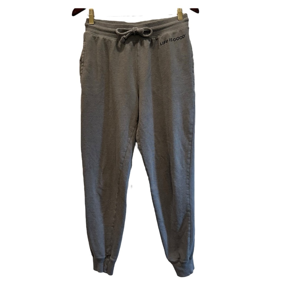 Life Is Good Mens Grey drawstring joggers sweatpants with side pockets S EUC